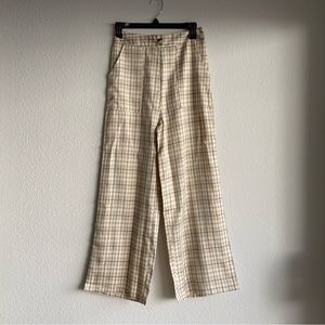 Wide leg plaid pants